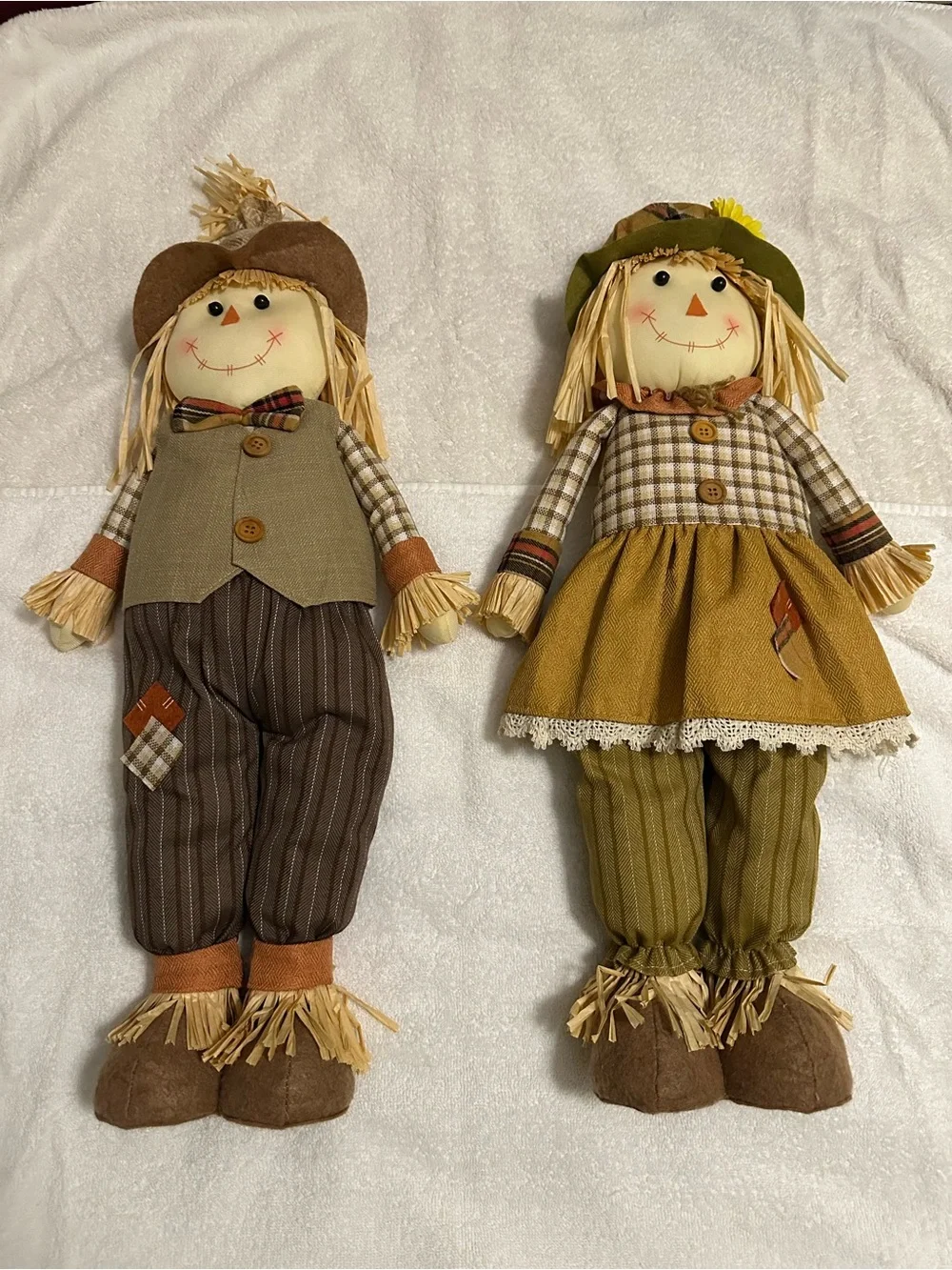 Plush Harvest Scarecrow Doll Pair